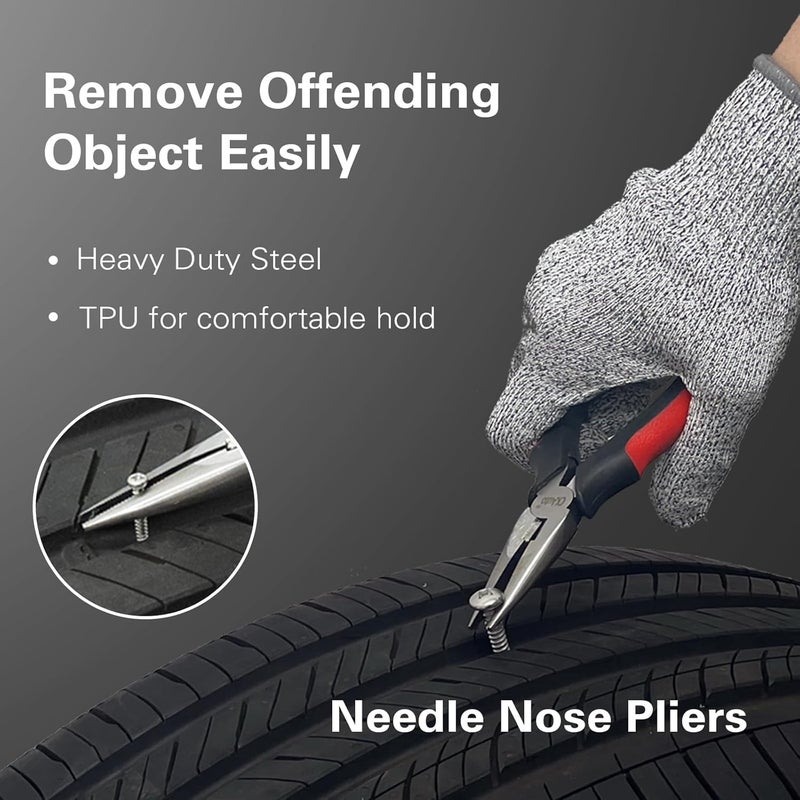 CKAuto Tire Plug Repair Kit, Heavy Duty Car Emergency Tool Kit for Flat Tire Puncture Repair, 80 Pcs Value Pack, Tire Patch Kit fit for Autos, Cars, Motorcycles, Trucks, RVs, etc. - Image 4